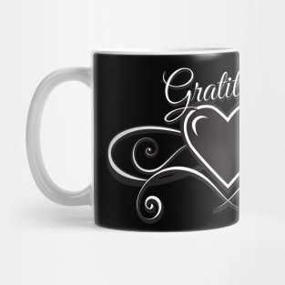 Gratitude Heart with Rose Black & White Mug